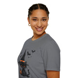 "Spooky Black Cat in a Hat" T-Shirt