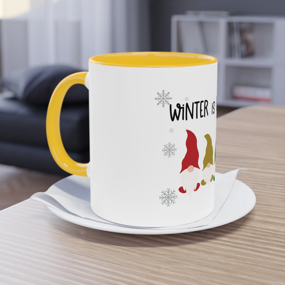 Winter Gnoming Two-Tone Coffee Mug,